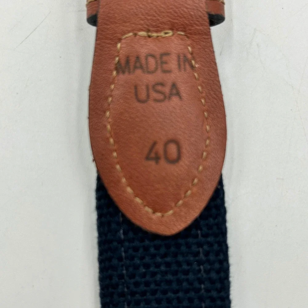 Zep-Pro Nautical Signal Flag Belt Navy Blue Mens Size 40 Leather Webbing EUC